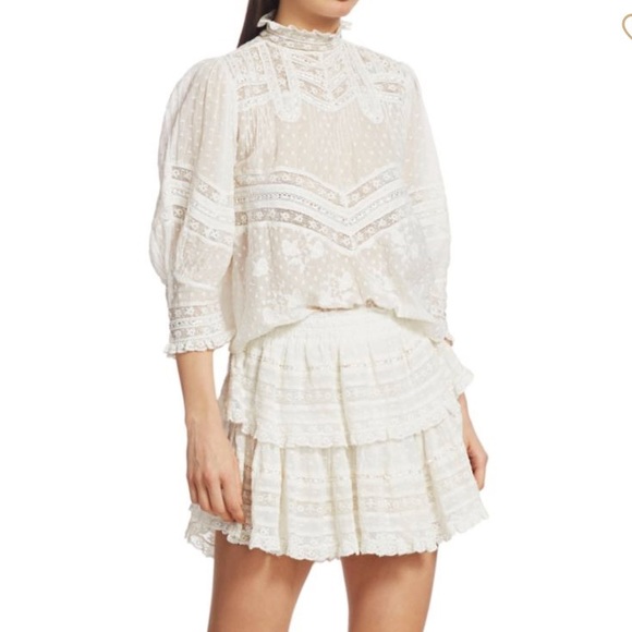 LoveShackFancy Tops - LoveShackFancy Shelly High-Neck Top